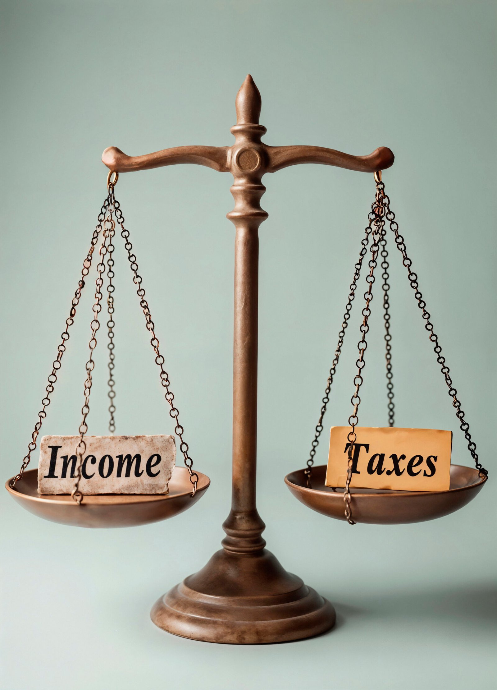 « Une balance pesant le revenu face aux impôts, représentant les considérations fiscales d'un portefeuille d'investissement diversifié. »